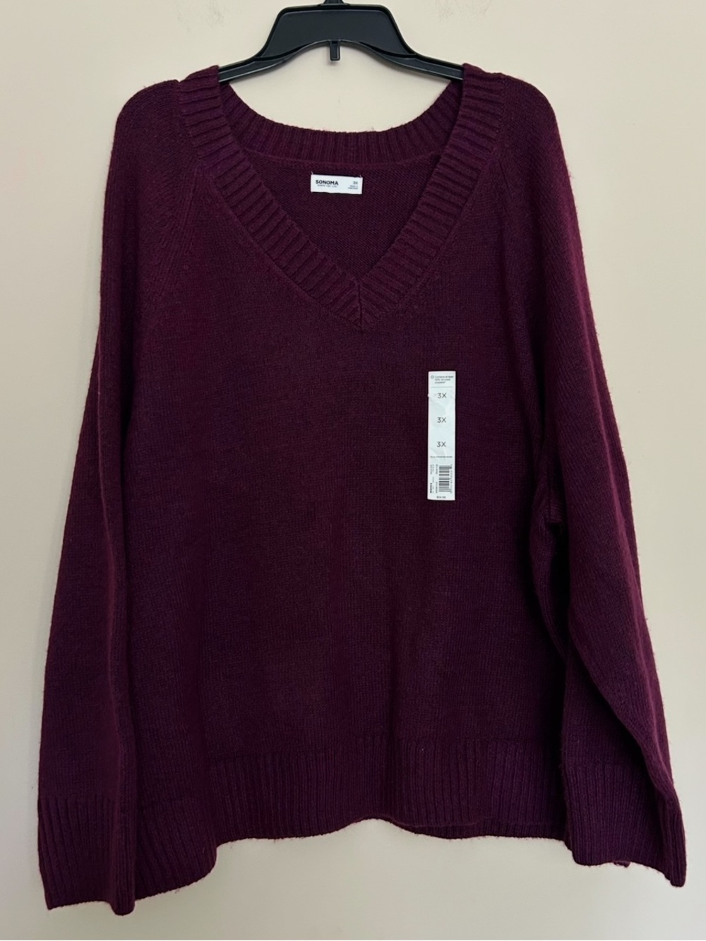 NEW Sonoma Women’s V-Neck Burgundy Plum Sweater